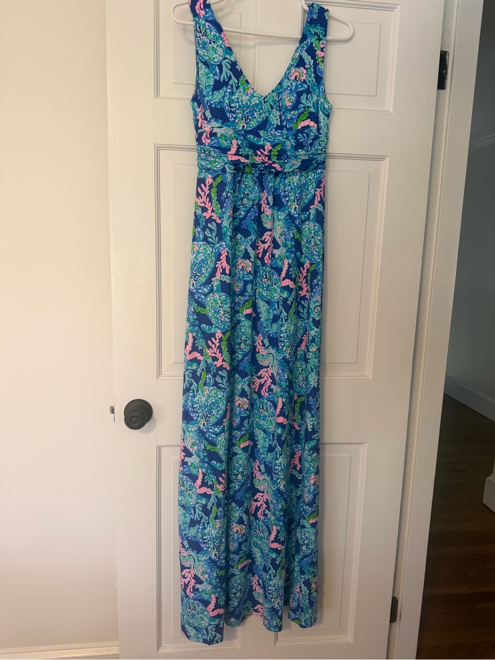 Lilly Pulitzer Blue Floral Maxi One-Piece with Pink & Green Accents
